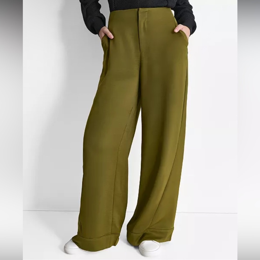 DKNY
Women's Glazed High Rise Seamed-Cuff Wide-Leg Pants - Picture 1 of 8